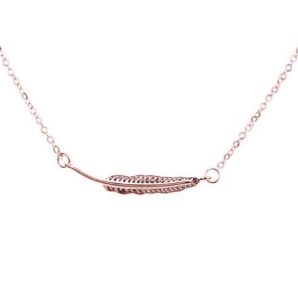 ✨Tiny Rose Gold Feather Necklace✨✨ - Picture 1 of 5